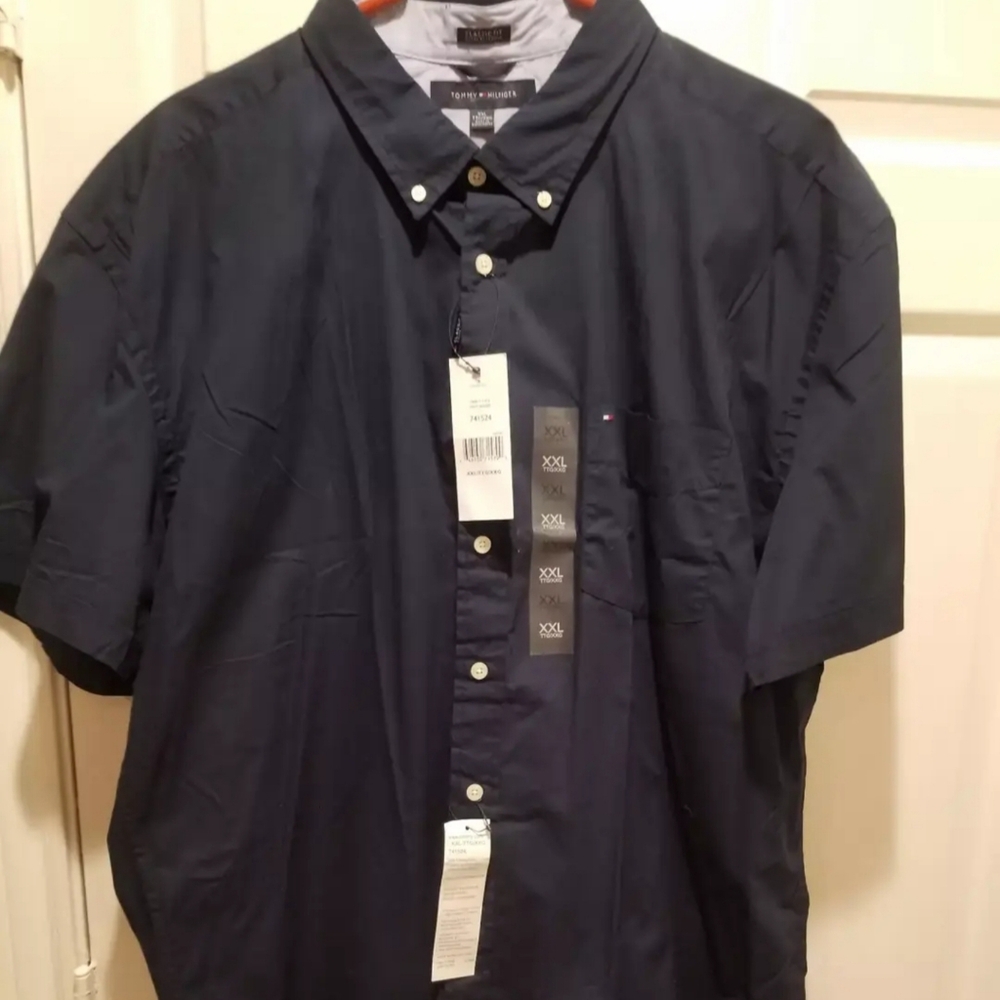 Tommy Hilfiger men xxl navy button up NEW WITH TAG